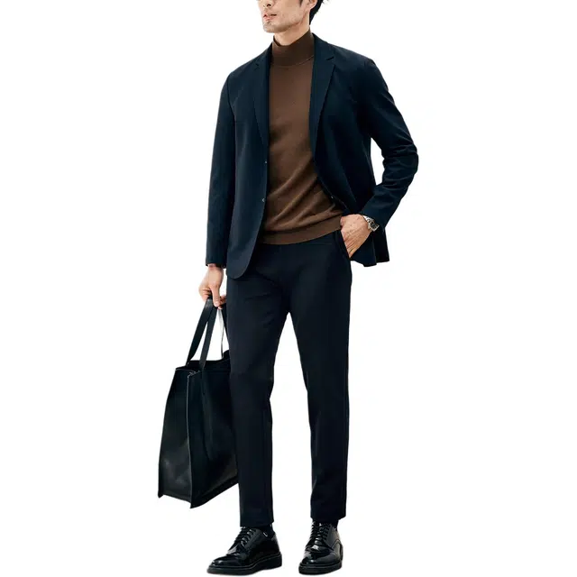 丹宁哲学 舒适保暖复合羊毛底纯色长袖平驳领标准便服单西西装 男款