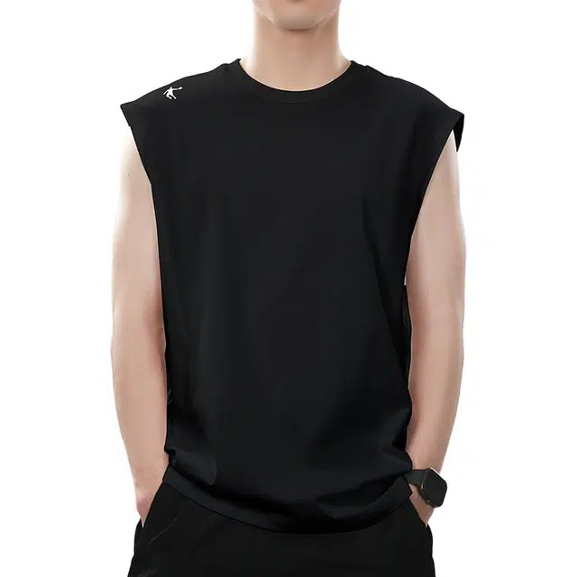 乔丹 男子训练系列 简约纯色经典百搭基础款宽松背心 男款 黑砂灰