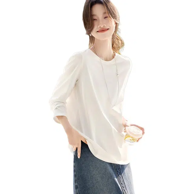 沫晗依美 舒适休闲百搭纯色长袖圆领套头卫衣 女款