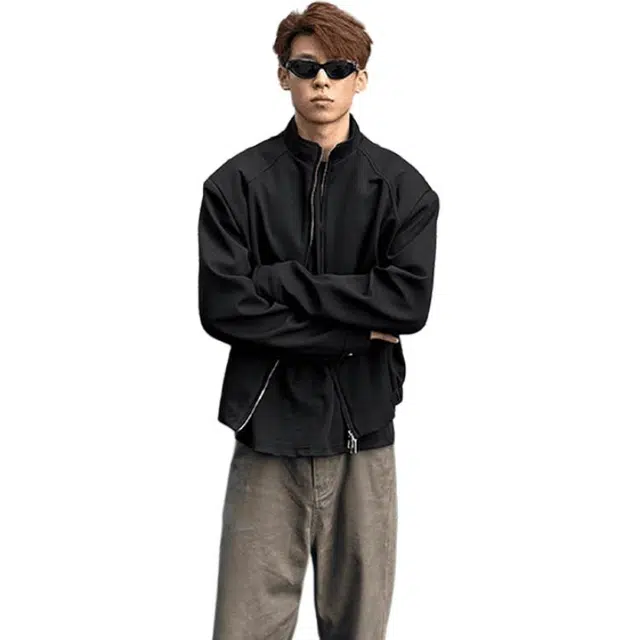 单爵 短宽西装外套男款高级感痞帅廓形棒球服美式立领夹克 男女同款