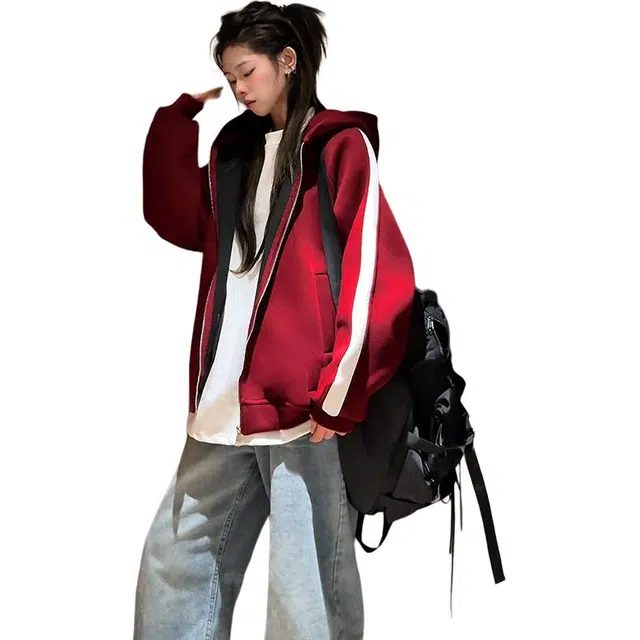 单爵 美式拉链开衫上衣男款秋冬穿搭高级感连帽卫衣夹克 男女同款