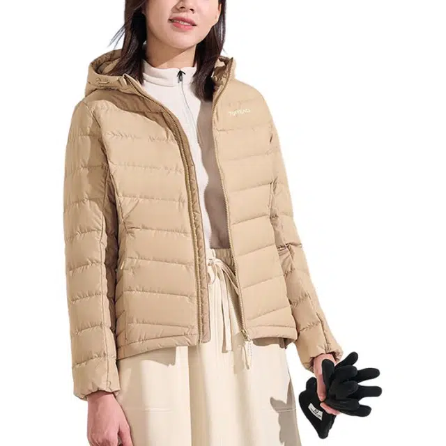 探路者 舒适耐磨透气保暖羽绒服 女款 原木色