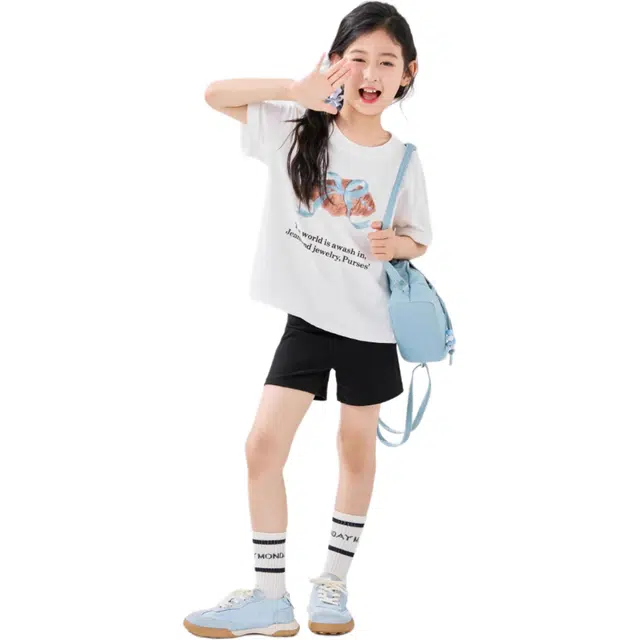 憨憨象 女童三分热裤小女孩休闲裤直筒短裤