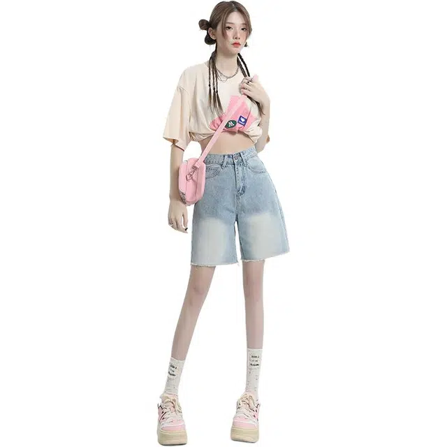 玫丝朵 简约百搭休闲舒适牛仔短裤 女款