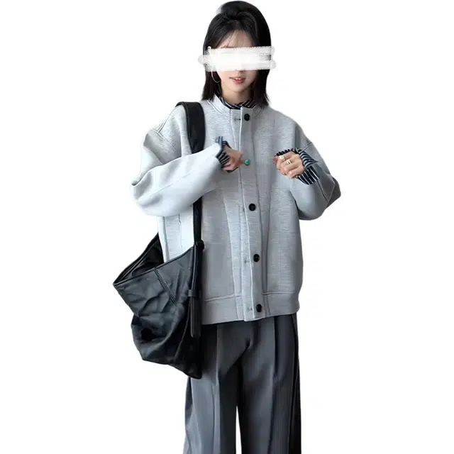 单爵 美式复古假两件开衫上衣男款秋小众条纹拼接卫衣 男女同款