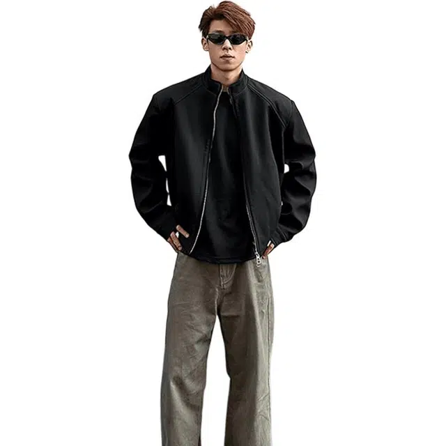 单爵 短宽西装外套男款高级感痞帅廓形棒球服美式立领夹克 男女同款