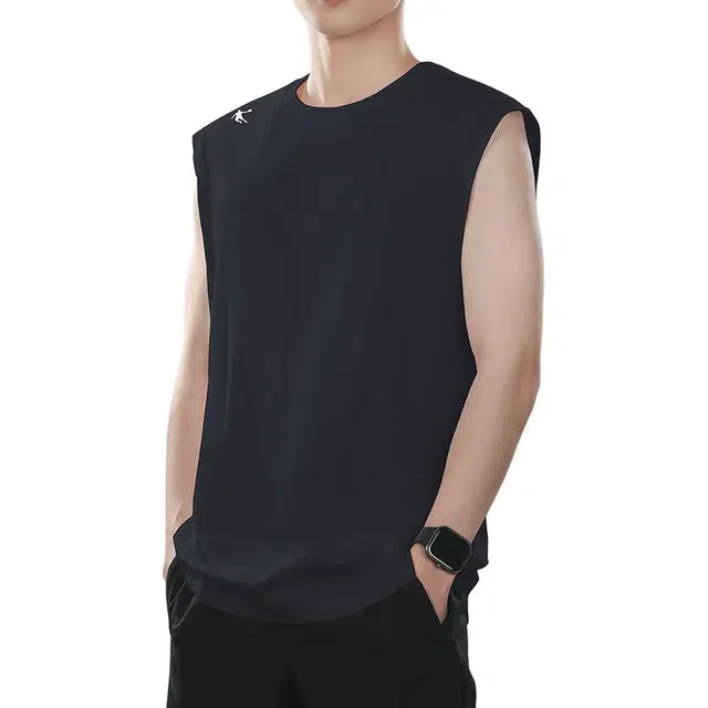 乔丹 男子训练系列 简约纯色经典百搭基础款宽松背心 男款 黑砂灰