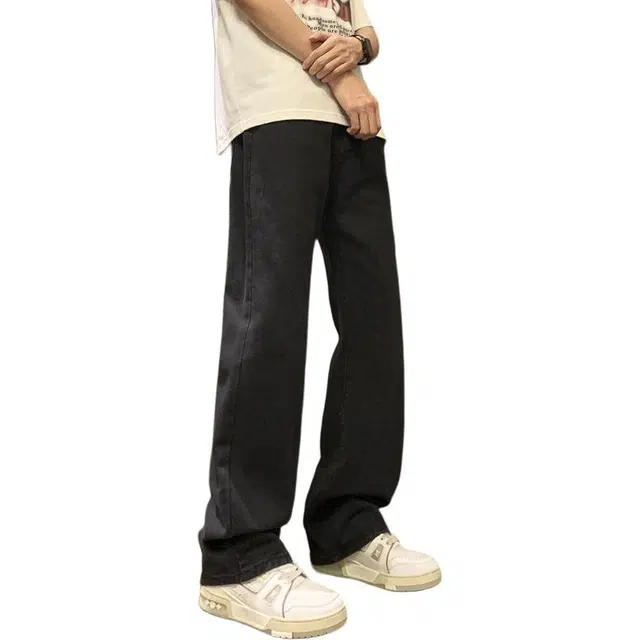 单爵 美式高街长裤子男潮牌修身微喇显瘦牛仔裤 男女同款