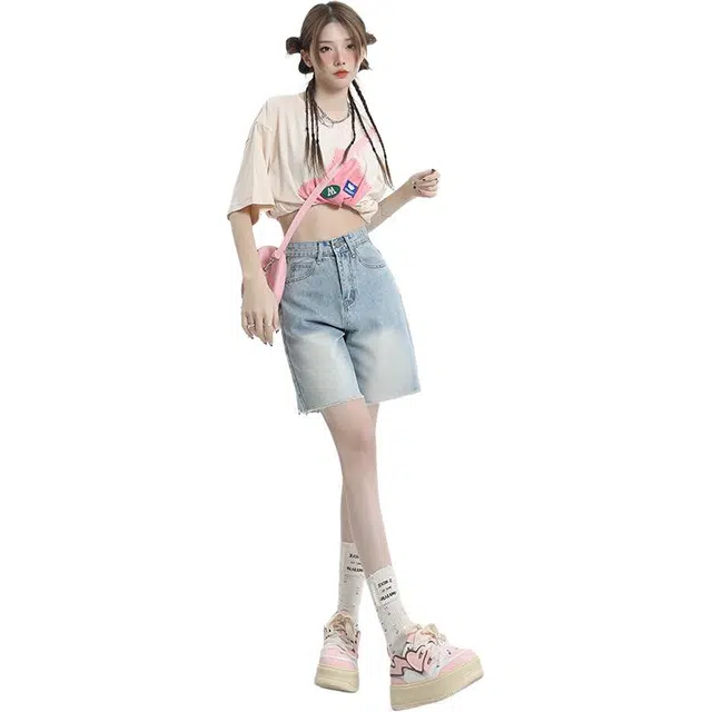 玫丝朵 简约百搭休闲舒适牛仔短裤 女款