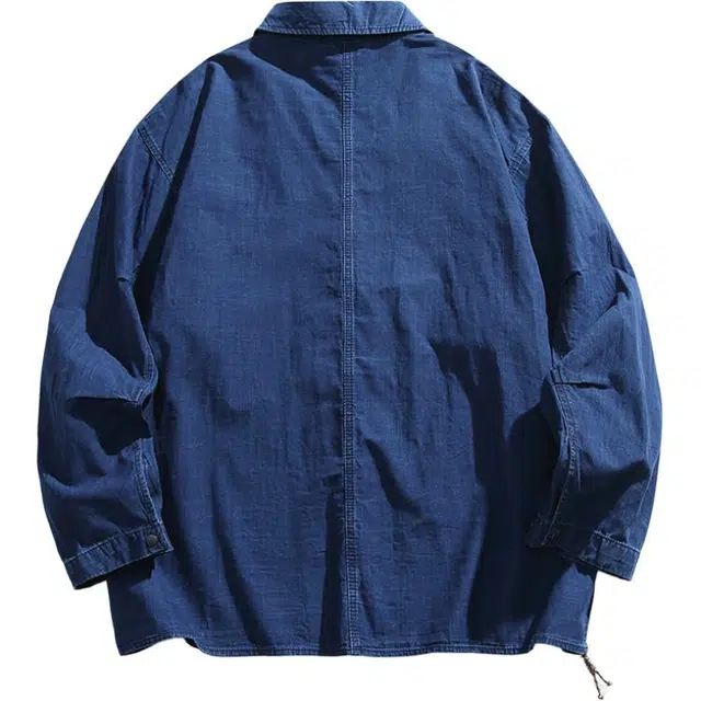 宫奴 潮牌日系复古纯棉水洗宽松多口袋西装领牛仔夹克 男女同款