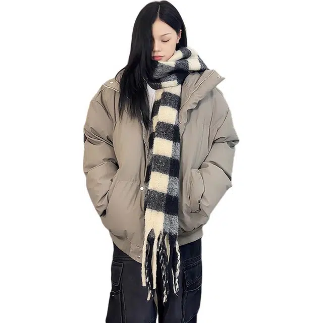 黑马漫画 短款男秋冬美式高街加厚外套立领设计感棉服 男女同款