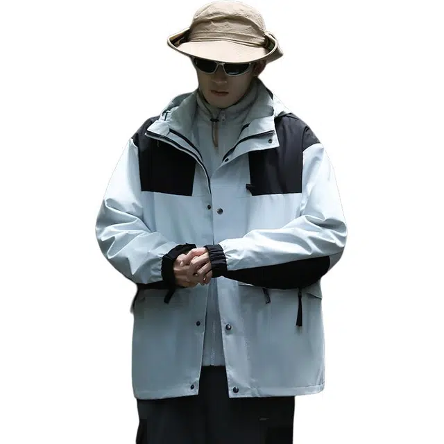 雅鹿  全天候系列 三合一户外山系可拆卸抓绒内胆宽松连帽登山旅游  保暖耐磨透气防水防风冲锋衣 男女同款