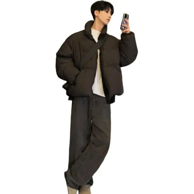 黑马漫画 立领棉衣男外套基础款纯色面包服男情侣韩系棉服 男女同款