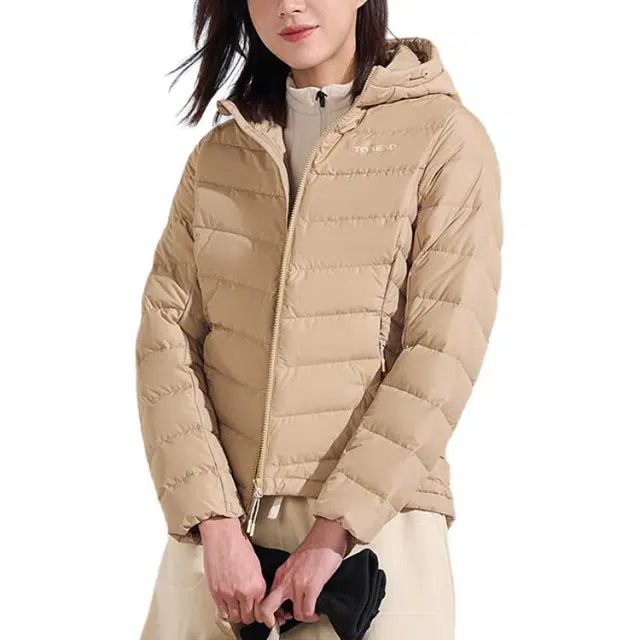 探路者 舒适耐磨透气保暖羽绒服 女款 原木色