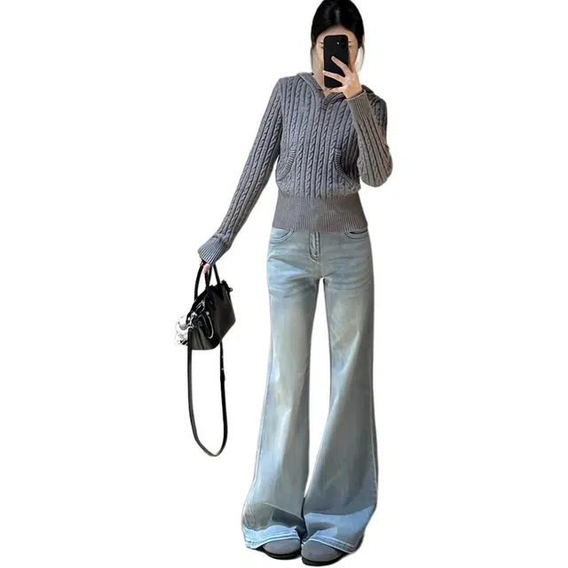 小菊川栗 慵懒感复古轻盈柔软时尚百搭洋气休闲套装 女款