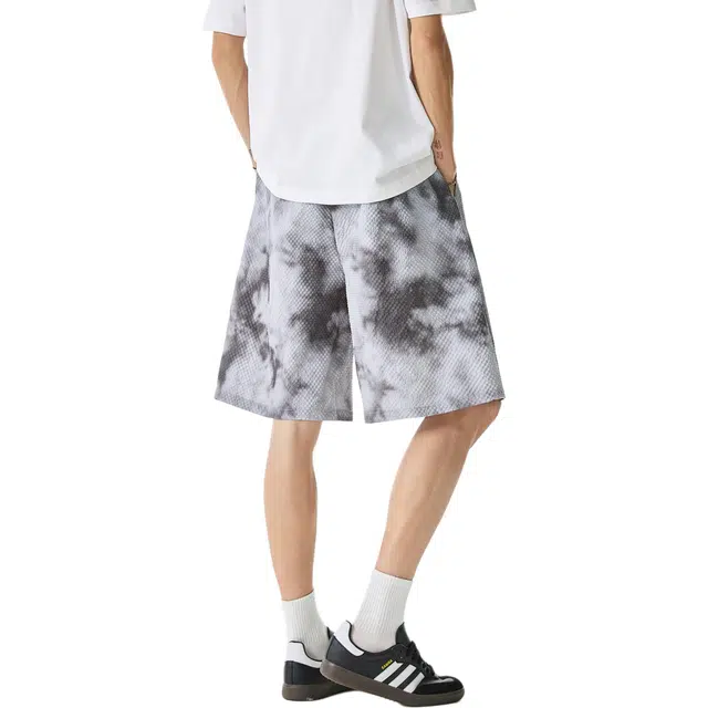 颂希尔 美式扎染痞帅宽松基础款休闲短裤 男女同款