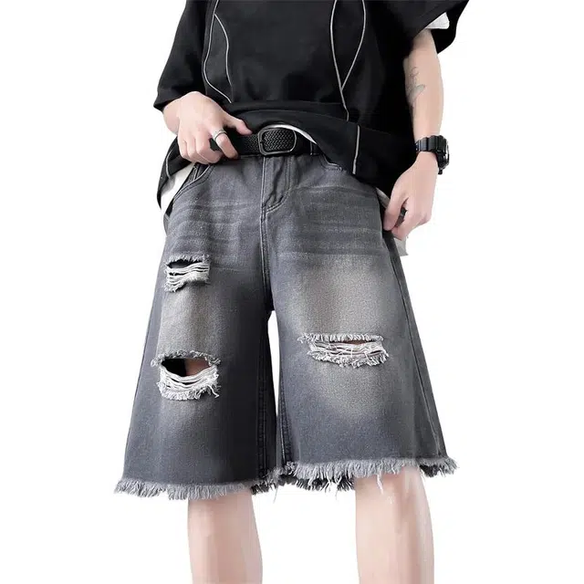 【dme】 潮流美式复古宽松休闲百搭五分牛仔短裤 男女同款