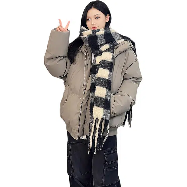 黑马漫画 短款男秋冬美式高街加厚外套立领设计感棉服 男女同款