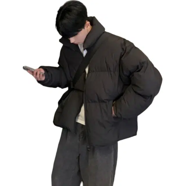 黑马漫画 立领棉衣男外套基础款纯色面包服男情侣韩系棉服 男女同款