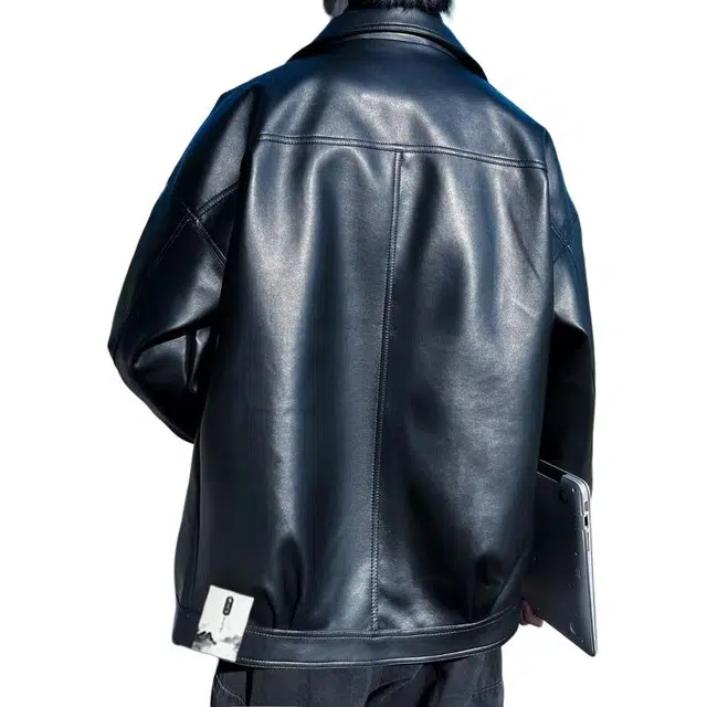 【纯色潮流旧斜拉链机车皮衣】布客行 酷飒不羁狂野硬朗羁摇滚叛逆霸气简约工装防风防水痞帅风美拉德色系宽松百搭复古款  夹克 男女同款