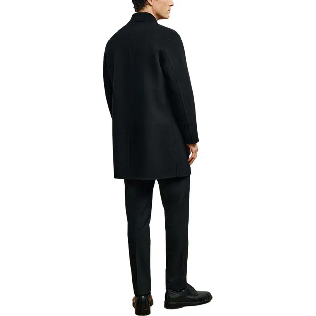 丹宁哲学 高端羊毛羊绒纯色常规长袖无帽立领大衣 男款