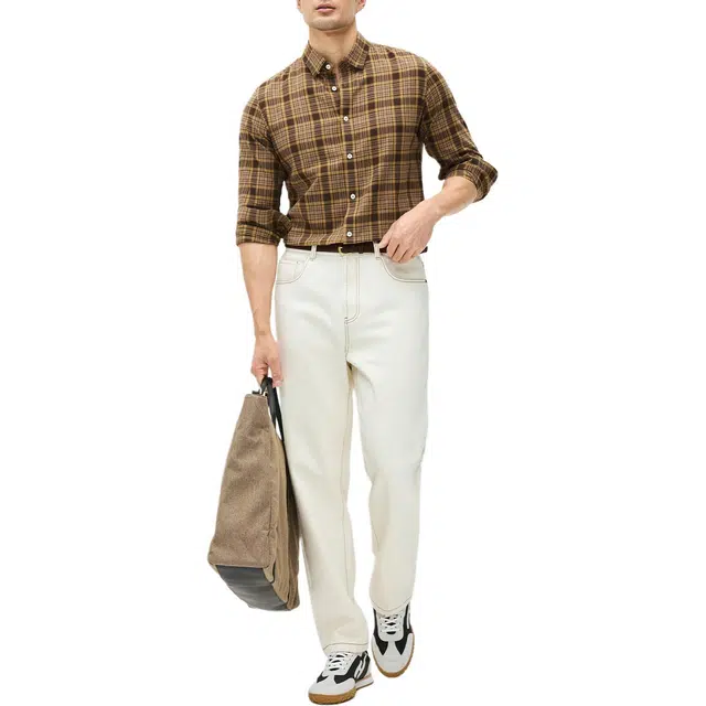 丹宁哲学 长绒棉磨毛面料秋冬季格子长袖轻奢风衬衫 男款