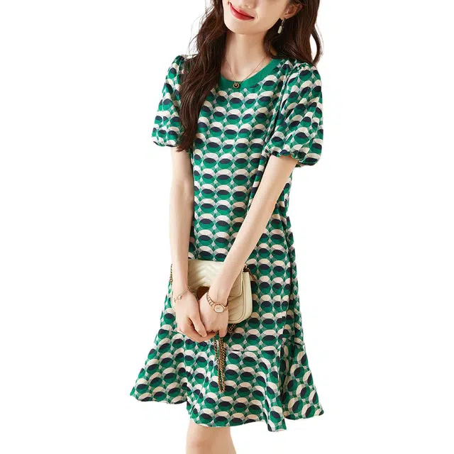 Mohan Yimei Simple Dot Dress Green