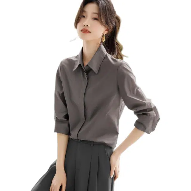 沫晗依美 挺括轻职场长袖衬衫 女款