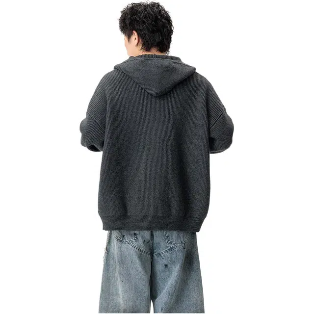 拓菲 美式复古连帽开衫外套男秋冬季潮牌宽松慵懒风高街情侣针织衫 男女同款