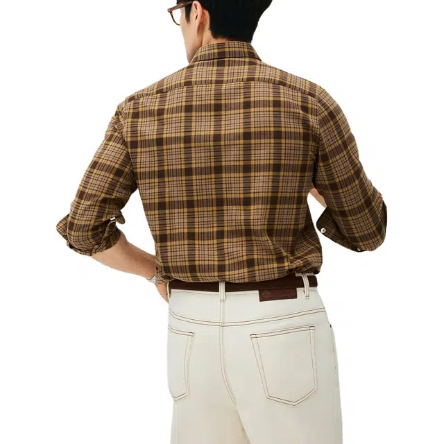 丹宁哲学 长绒棉磨毛面料秋冬季格子长袖轻奢风衬衫 男款