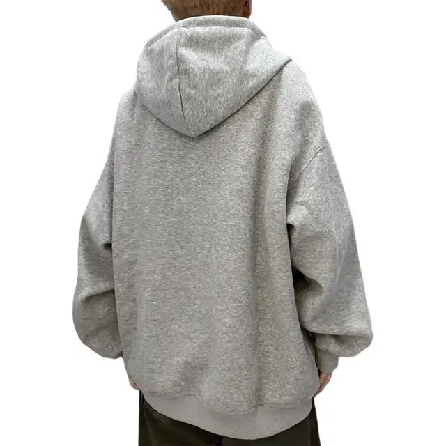 单爵 美式重磅双拉链开衫男纯色百搭连帽卫衣 男女同款