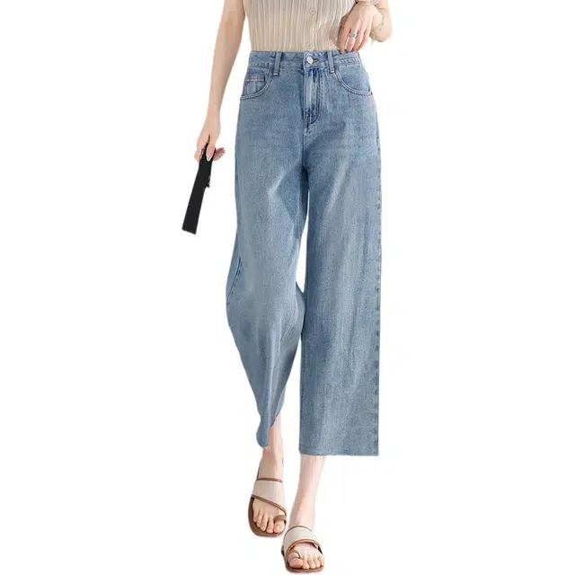 惟熙 薄款高腰垂感直筒裤子牛仔裤 女款