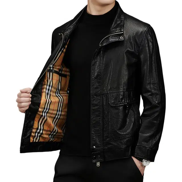 太子龍 翻领真皮牛皮机车服皮夹克外套工装皮衣 男款