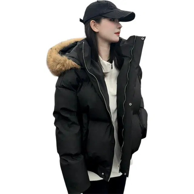 黑马漫画 美式短款毛领男款秋季痞帅高级感连帽棉服 男女同款