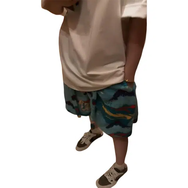 拓菲 蒂芙尼蓝柔软细腻中裤氛围感小毛毯裤百搭沙滩五分休闲短裤 男女同款