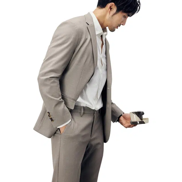 丹宁哲学 抗皱易打理弹力面料长袖平驳领标准便服单西西装 男款