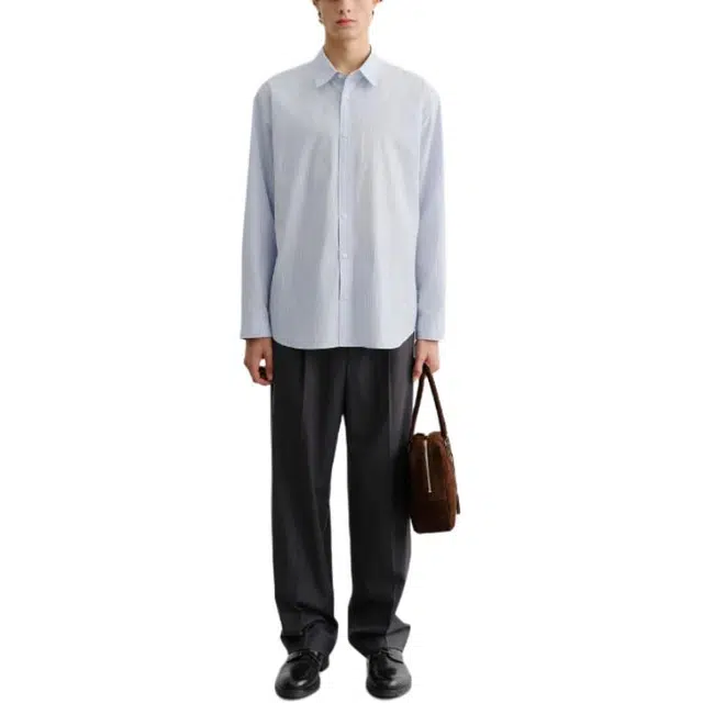 Dunst UNISEX INFORMAL SHIRT BLUE GREY STRIPE