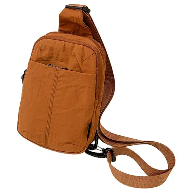 德力熊 日系百搭纯色休闲单肩背包斜挎包手机包 尼龙 胸包 常规 男女同款情侣款 黑色/白色/青绿色/军绿色/桔色