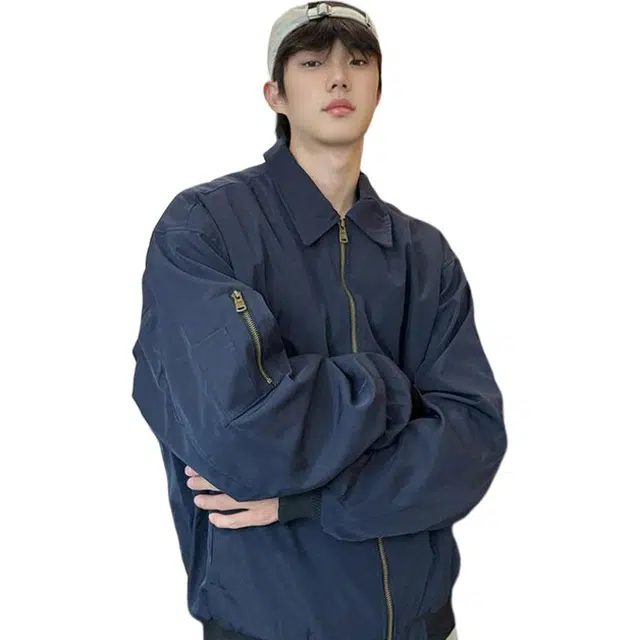 单爵 棒球服飞行男款秋季美式高街廓形翻领短款外套夹克棉服 男女同款