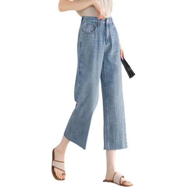 惟熙 薄款高腰垂感直筒裤子牛仔裤 女款