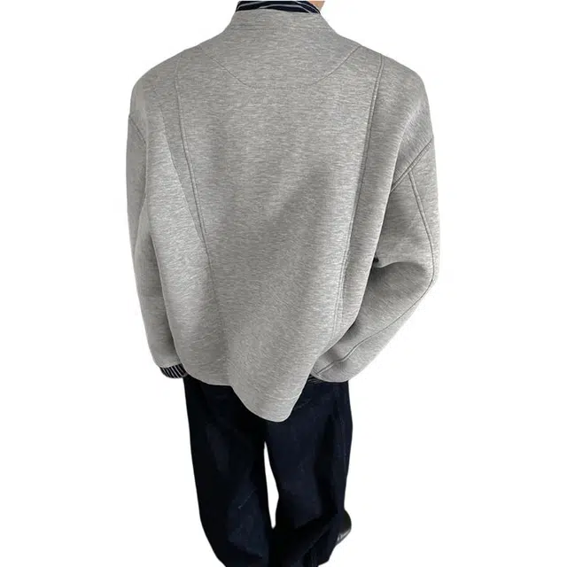 单爵 美式复古假两件开衫上衣男款秋小众条纹拼接卫衣 男女同款