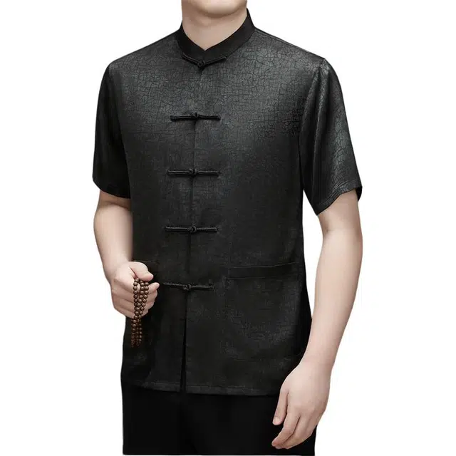 卡丹狄诺 中国风唐装夏季凉感舒适品质休闲百搭中式短袖衬衫 男款