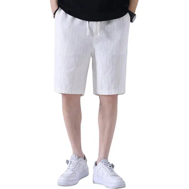 太子龍 薄款中裤宽松棉麻沙滩五分中国风休闲短裤 男款