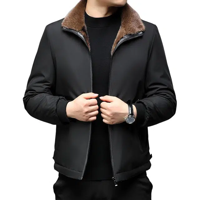 太子龍 爸爸装海宁皮毛一体保暖防寒外套皮衣 男款
