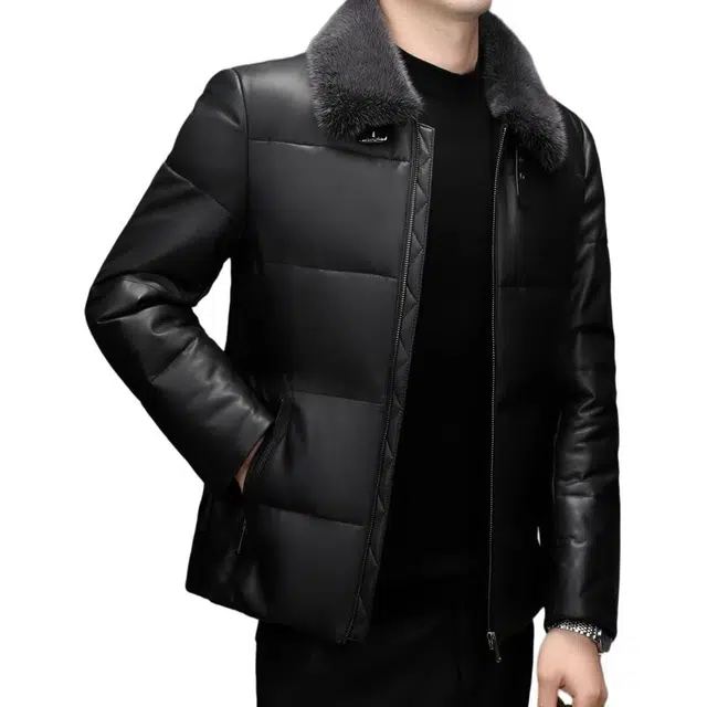 太子龍 舒适时尚纯色皮衣 男款