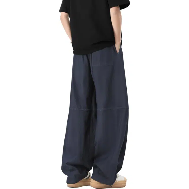 图兰朵 夏季美式复古高级基础款个性时尚简约风格日常休闲柔软宽松舒适亲肤百搭设计无性别直筒系带牛仔裤 男女同款