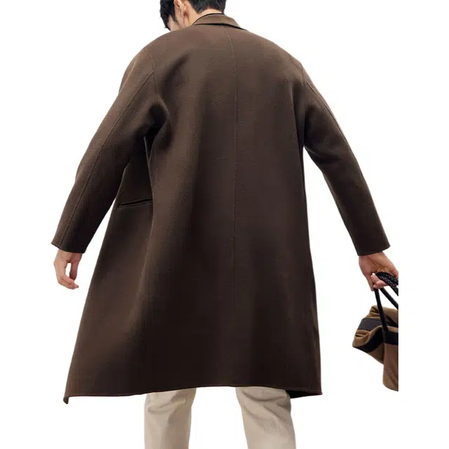 丹宁哲学 优雅绅士 高品质纯羊毛双面呢 男士中长款青果领大衣 男款