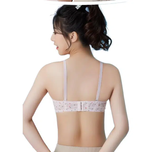 浪莎 花卉满印无痕薄款调整型文胸 粉色