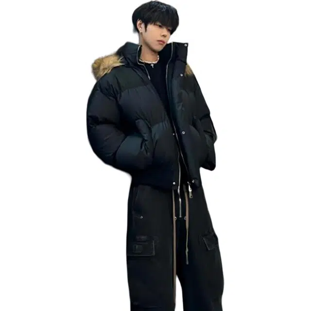 黑马漫画 美式短款毛领男款秋季痞帅高级感连帽棉服 男女同款