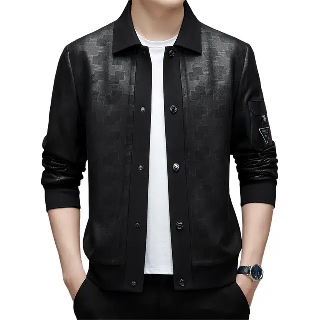 太子龍 春秋季格子字母时尚潮流爸爸装中青年男装夹克外套 男款